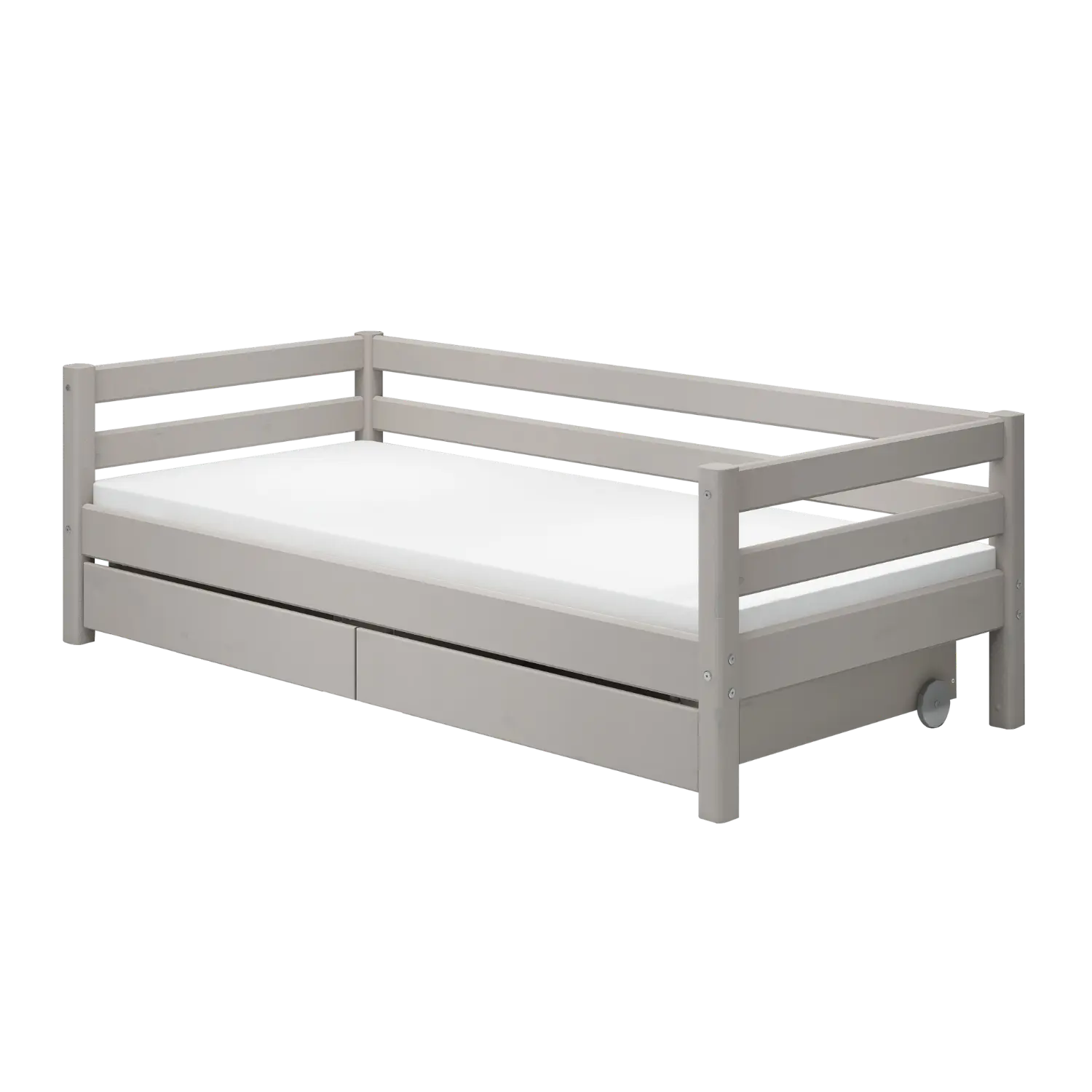 Single Bed with Storage, 90x200 cm, Grey SINGLE_BED single-bed-with-2-drawers-grey-washed-1  flexa-com.myshopify.com