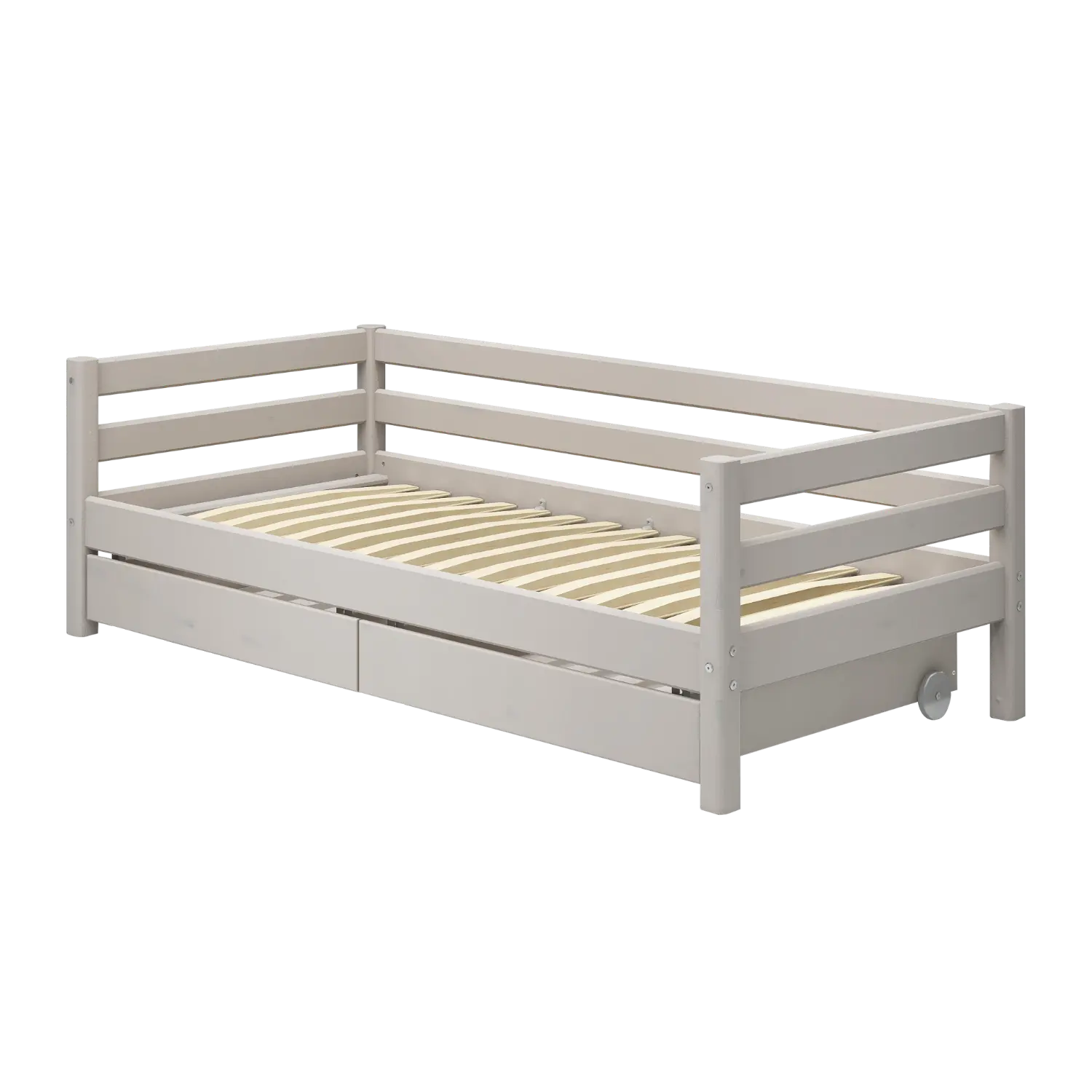 Single Bed with Storage, 90x200 cm, Grey SINGLE_BED single-bed-with-2-drawers-grey-washed-1  flexa-com.myshopify.com