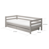 Single Bed with Storage, 90x200 cm, Grey