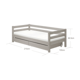 Single Bed with Storage, 90x200 cm, Grey