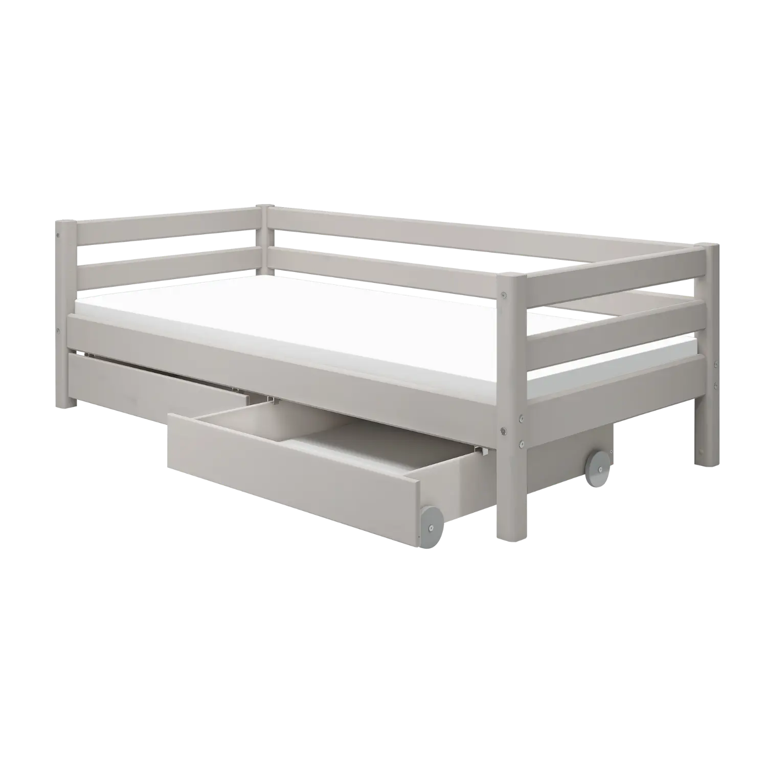 Single Bed with Storage, 90x200 cm, Grey SINGLE_BED single-bed-with-2-drawers-grey-washed-1  flexa-com.myshopify.com