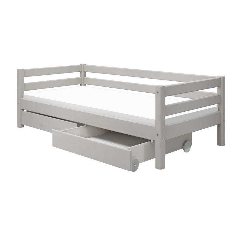 Single Bed with Storage and Safety Rail, 90x200 cm, Grey