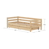 Single Bed with Storage, 90x200 cm, Pine