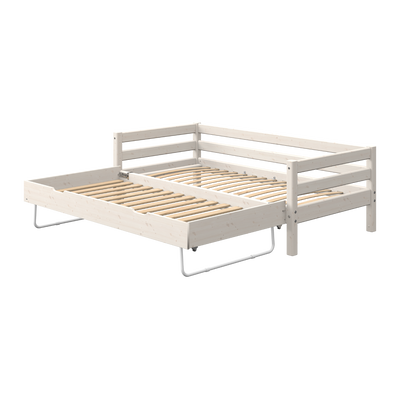 Single Bed with Pull-out Bed and Safety Rail, 90x200 cm, White