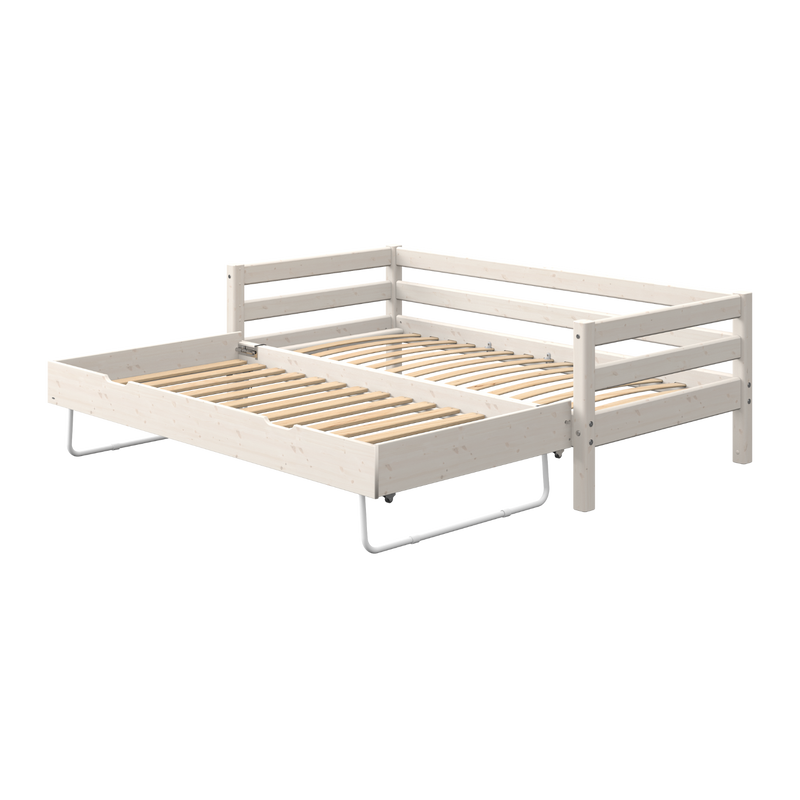 Single Bed with Pull-out Bed and Safety Rail, 90x200 cm, White