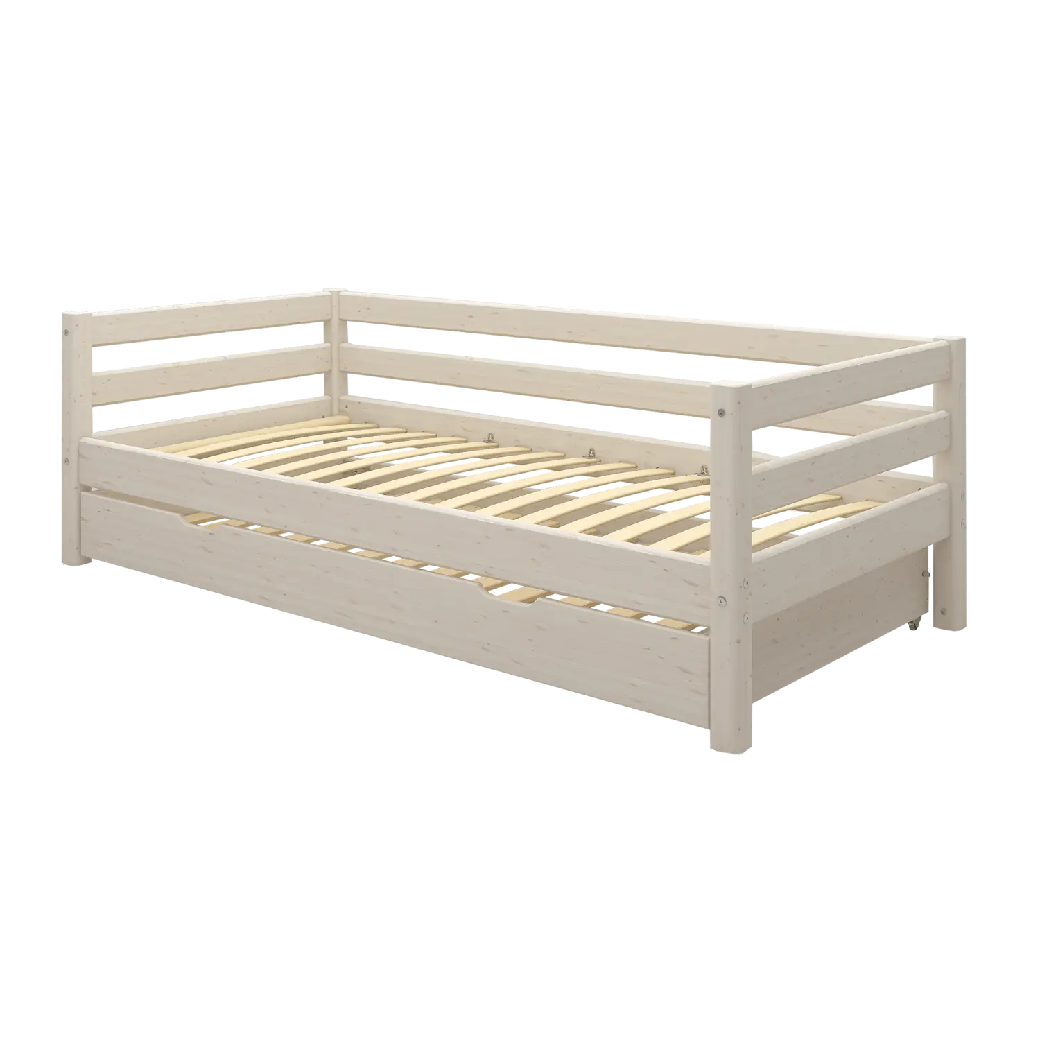 Single Bed with Pull-out Bed, 90x200 cm, White SINGLE_BED single-bed-with-pull-out-bed-white-washed-1  flexa-com.myshopify.com