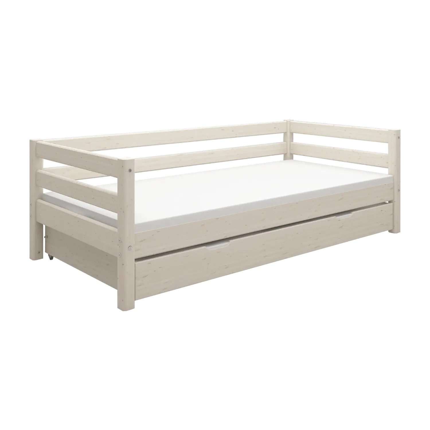 Single Bed with Pull-out Bed, 90x200 cm, White SINGLE_BED single-bed-with-pull-out-bed-white-washed-1  flexa-com.myshopify.com