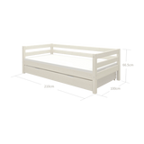 Single Bed 90x200 cm with Pull-out Bed 90x190 cm, White