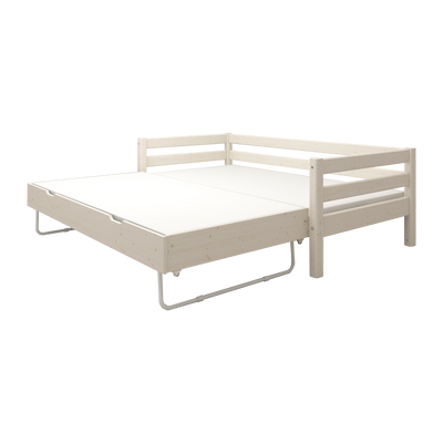 Single Bed with Pull-out Bed and Safety Rail, 90x200 cm, White