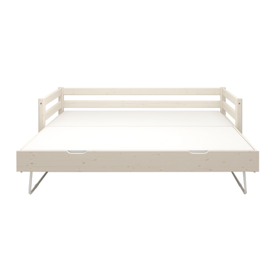 Single Bed with Pull-out Bed and Safety Rail, 90x200 cm, White