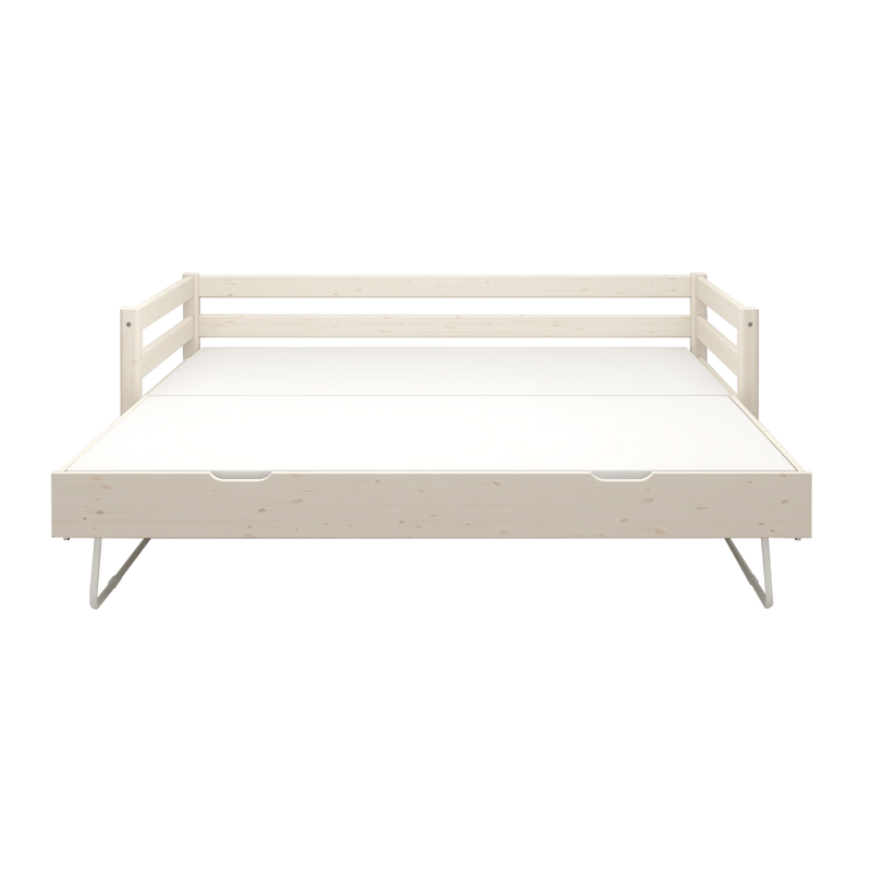 Single Bed with Pull-out Bed and Safety Rail, 90x200 cm, White