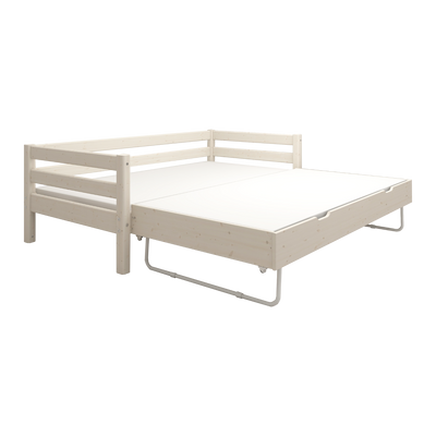 Single Bed with Pull-out Bed and Safety Rail, 90x200 cm, White