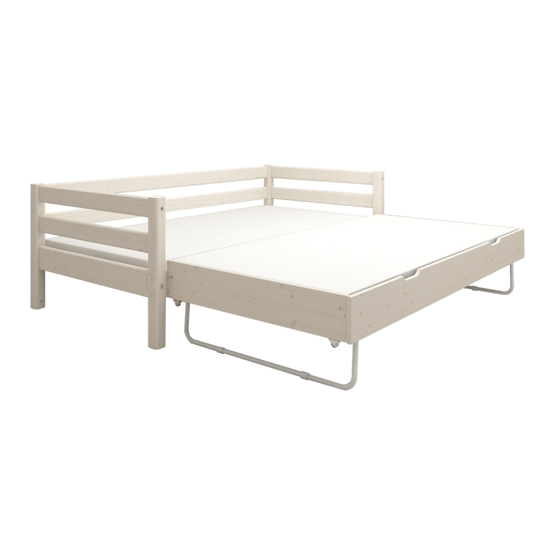 Single Bed with Pull-out Bed and Safety Rail, 90x200 cm, White