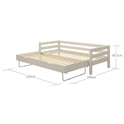 Single Bed with Pull-out Bed and Safety Rail, 90x200 cm, White