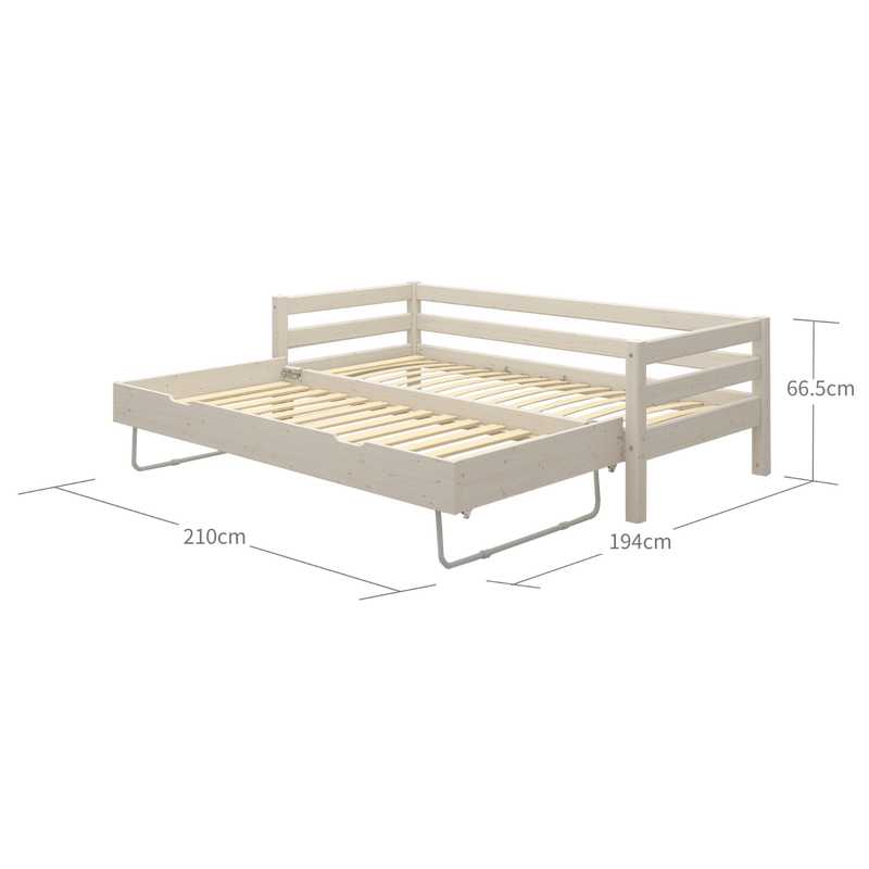 Single Bed with Pull-out Bed and Safety Rail, 90x200 cm, White