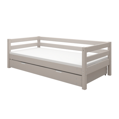 Single Bed with Pull-out Bed and Safety Rail, 90x200 cm, Grey