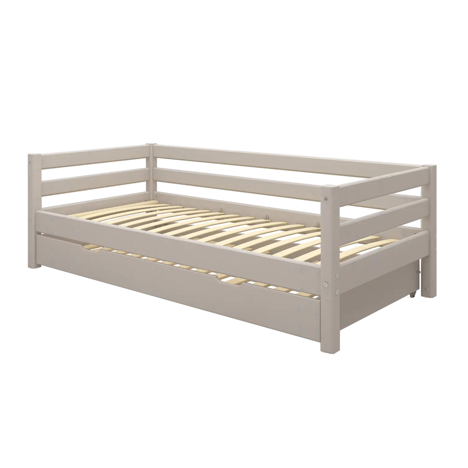Single Bed with Pull-out Bed, 90x200 cm, Grey SINGLE_BED single-bed-with-pull-out-bed-grey-washed-1  flexa-com.myshopify.com