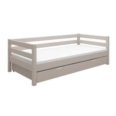 Single Bed with Pull-out Bed and Safety Rail, 90x200 cm, Grey