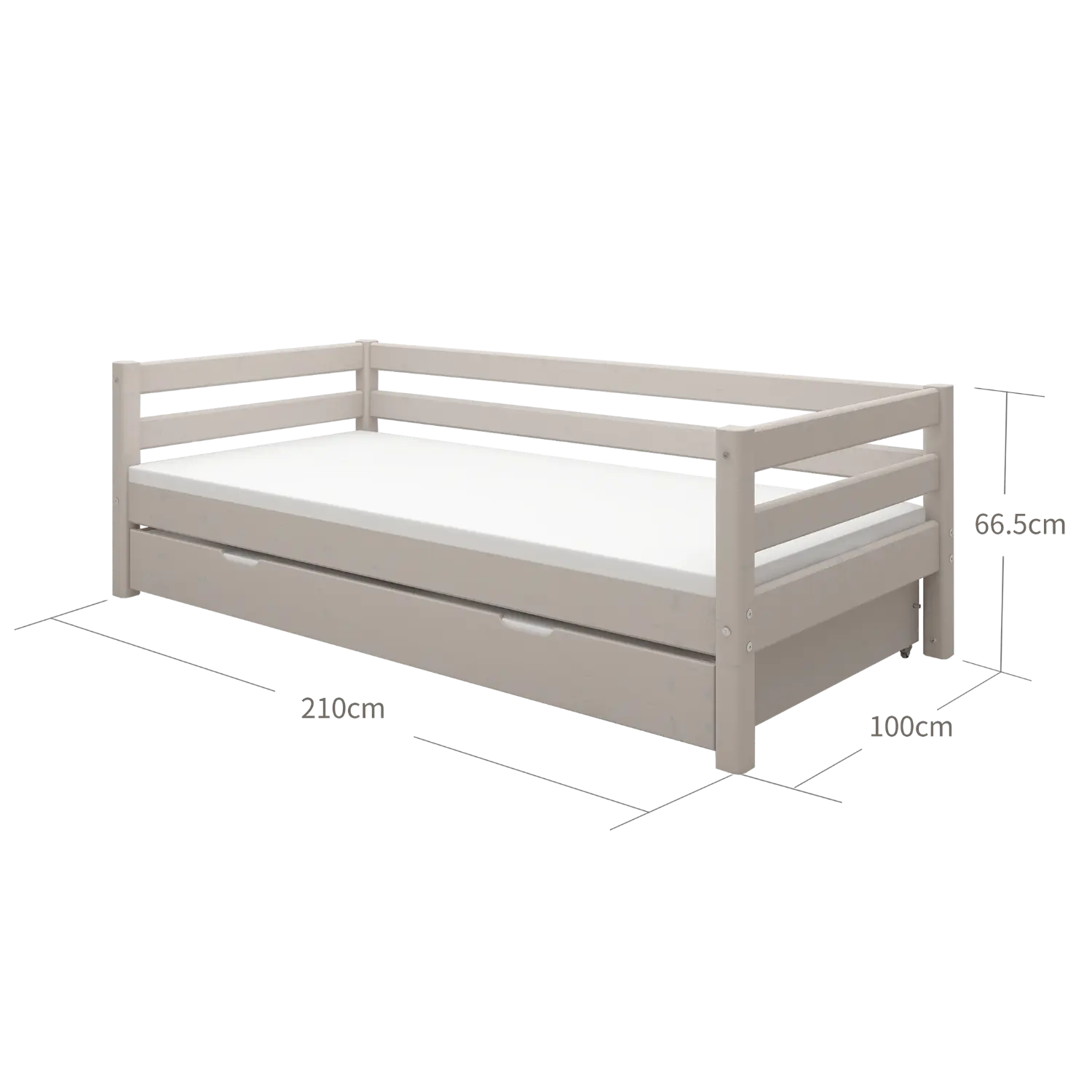 Single Bed with Pull-out Bed, 90x200 cm, Grey SINGLE_BED single-bed-with-pull-out-bed-grey-washed-1  flexa-com.myshopify.com