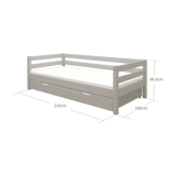 Single Bed 90x200 cm with Pull-out Bed 90x190 cm, Grey