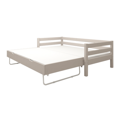 Single Bed with Pull-out Bed and Safety Rail, 90x200 cm, Grey