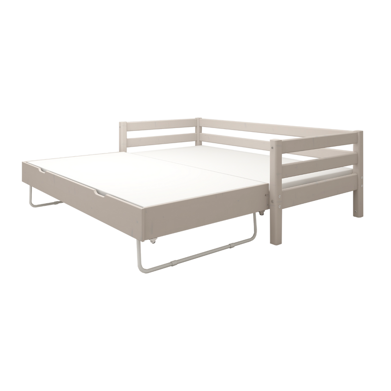 Single Bed with Pull-out Bed and Safety Rail, 90x200 cm, Grey