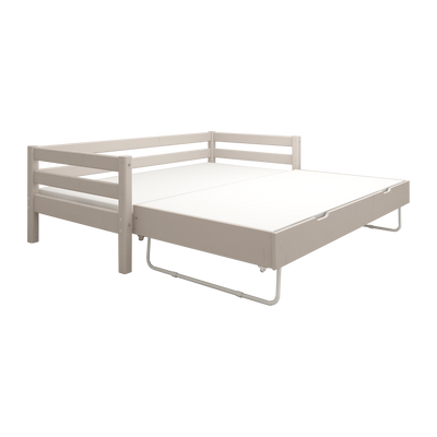 Single Bed with Pull-out Bed and Safety Rail, 90x200 cm, Grey