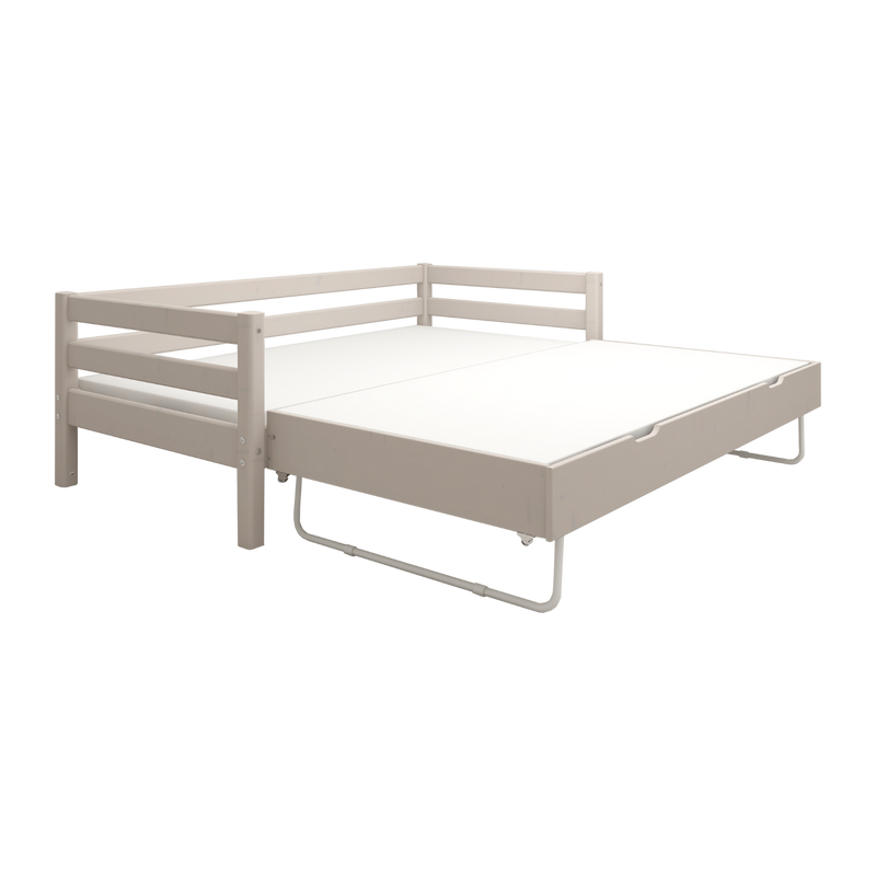 Single Bed with Pull-out Bed and Safety Rail, 90x200 cm, Grey