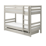 Bunk Bed 154 cm with Pull-out Drawer, Ladder and Safety Rail, 90x200 cm, White BUNKBED bunk-bed-with-straight-ladder-white-washed-3  flexa-com.myshopify.com