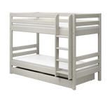 Bunk Bed 154 cm with Pull-out Drawer, Ladder and Safety Rail, 90x200 cm, White BUNKBED bunk-bed-with-straight-ladder-white-washed-3  flexa-com.myshopify.com