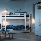 Bunk Bed 154 cm with Pull-out Drawer, Ladder and Safety Rail, 90x200 cm, White BUNKBED bunk-bed-with-straight-ladder-white-washed-3  flexa-com.myshopify.com