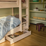 Bunk Bed 154 cm with Pull-out Drawer, Ladder and Safety Rail, 90x200 cm, White