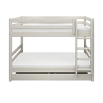 Bunk Bed 154 cm with Pull-out Drawer, Ladder and Safety Rail, 90x200 cm, White BUNKBED bunk-bed-with-straight-ladder-white-washed-3  flexa-com.myshopify.com
