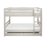 Bunk Bed 154 cm with Pull-out Drawer, Ladder and Safety Rail, 90x200 cm, White BUNKBED bunk-bed-with-straight-ladder-white-washed-3  flexa-com.myshopify.com