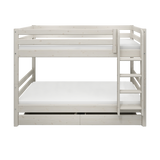 Bunk Bed with Pull-out Bed, Ladder and Safety Rail, 90x200 cm, White