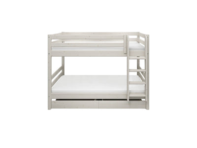 Bunk Bed with Pull-out Bed, Straight Ladder and Safety Rail, 90x200 cm, White