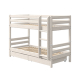 Bunk Bed with Pull-out Bed, Ladder and Safety Rail, 90x200 cm, White