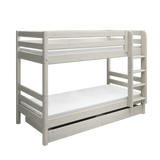 Bunk Bed 154 cm with Pull-out Drawer, Ladder and Safety Rail, 90x200 cm, White BUNKBED bunk-bed-with-straight-ladder-white-washed-3  flexa-com.myshopify.com