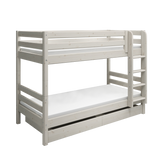 Bunk Bed with Pull-out Bed, Ladder and Safety Rail, 90x200 cm, White