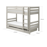 Bunk Bed 154 cm with Pull-out Drawer, Ladder and Safety Rail, 90x200 cm, White BUNKBED bunk-bed-with-straight-ladder-white-washed-3  flexa-com.myshopify.com