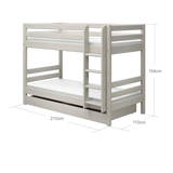 Bunk Bed with Pull-out Bed, Ladder and Safety Rail, 90x200 cm, White
