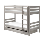 Bunk Bed 154 cm with Pull-out Drawer, Ladder and Safety Rail, 90x200 cm, Grey BUNKBED bunk-bed-with-straight-ladder-grey-washed-3  flexa-com.myshopify.com