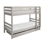 Bunk Bed 154 cm with Pull-out Drawer, Ladder and Safety Rail, 90x200 cm, Grey BUNKBED bunk-bed-with-straight-ladder-grey-washed-3  flexa-com.myshopify.com