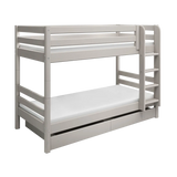 Bunk Bed 154 cm with Pull-out Drawer, Ladder and Safety Rail, 90x200 cm, Grey BUNKBED bunk-bed-with-straight-ladder-grey-washed-3  flexa-com.myshopify.com