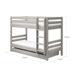 Bunk Bed 154 cm with Pull-out Drawer, Ladder and Safety Rail, 90x200 cm, Grey BUNKBED bunk-bed-with-straight-ladder-grey-washed-3  flexa-com.myshopify.com