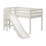 High Bed 120 cm with Slide and Safety Rail, 90x200 cm, White