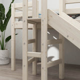 High Bed 120 cm with Slide and Safety Rail, 90x200 cm, White