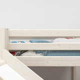 High Bed 120 cm with Slide and Safety Rail, 90x200 cm, White