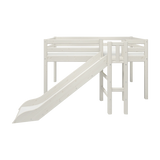 High Bed 120 cm with Slide and Safety Rail, 90x200 cm, White