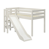 High Bed 120 cm with Slide and Safety Rail, 90x200 cm, White